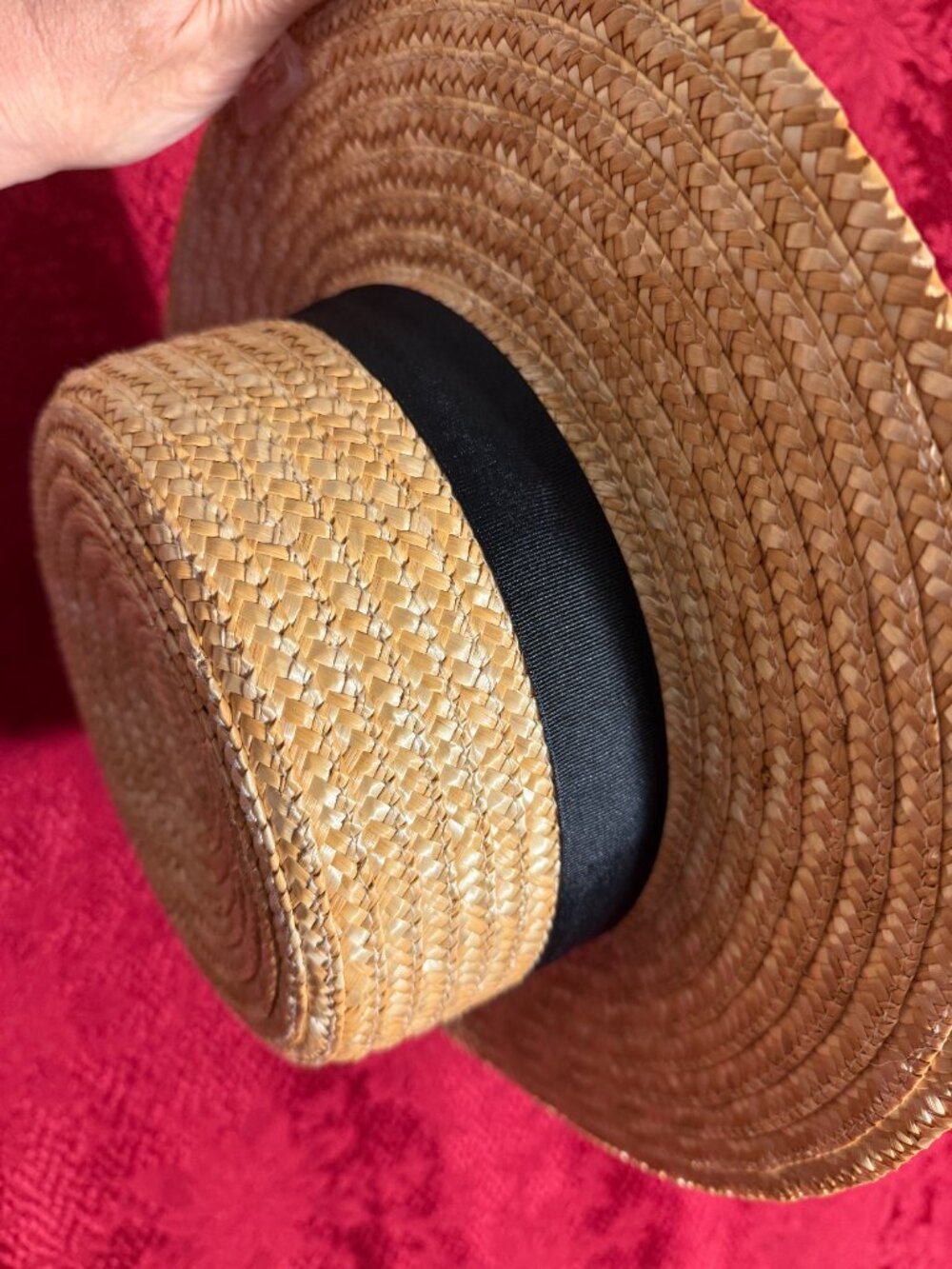 Women's Lack of Color Tan Spencer Straw Boater Hat w/Black Ribbon Size Med - Picture 9 of 9